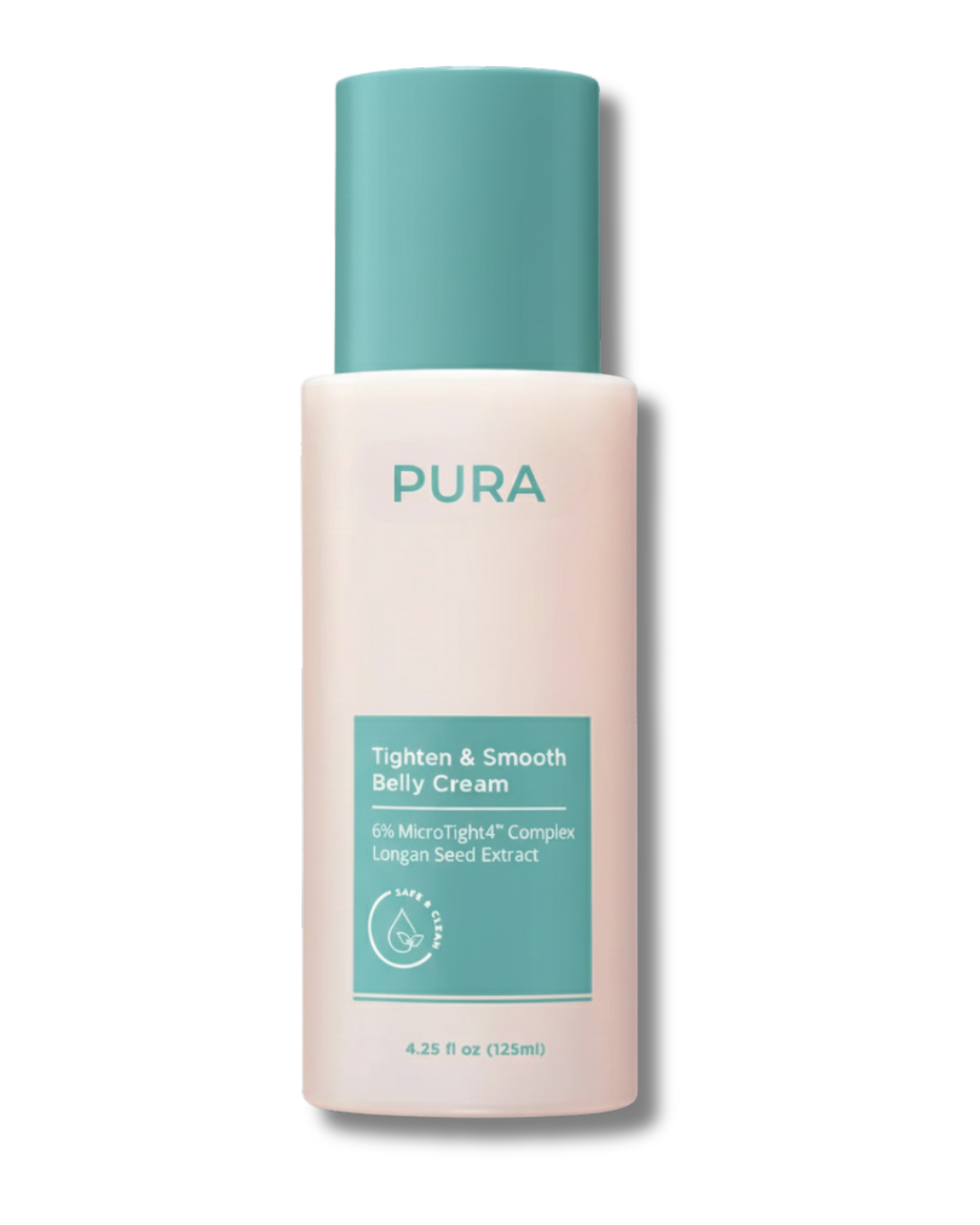 PURA belly cream bottle close up