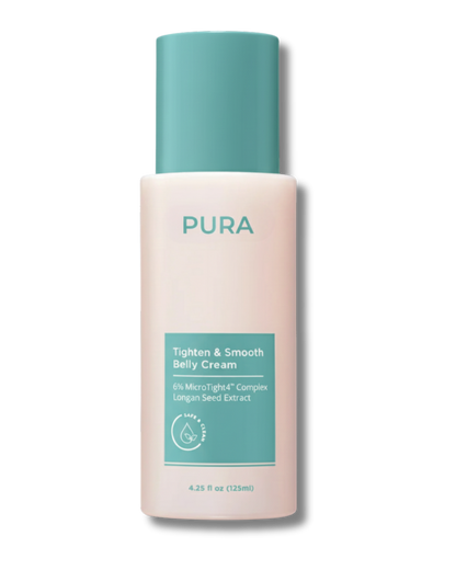 PURA belly cream bottle close up