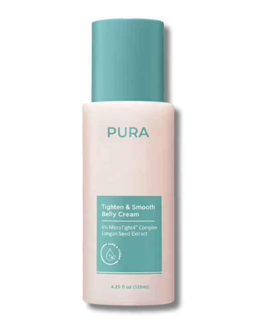 PURA belly cream bottle close up